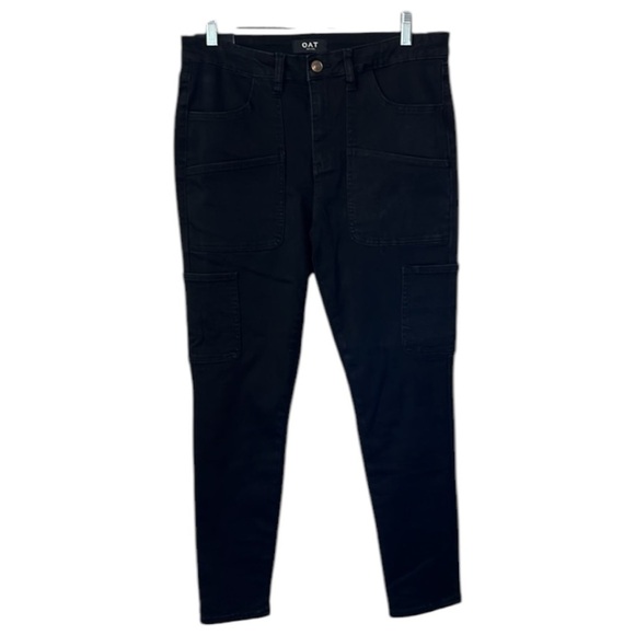 OAT New York Cargo Utilitarian Mid Rise Skinny Ankle Jeans Size 30 In Black - Picture 1 of 11